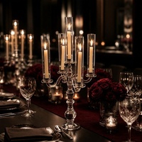 Magnifique candélabre en cristal de verre à 9 bras pour mariage, décoration d'intérieur, centre de table de mariage