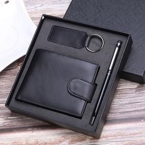 2021 Hot Selling Genuine Leather Men's <b>Wallet</b> Gift Set with <b>RFID</b> <b>Blocking</b> Open Closure Short Design-Customized for Husband - Product Image 1
