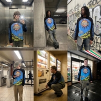 T-shirt personnalisé à manches longues pour homme, coupe oversize, imprimé graphique Squelette Soleil, style Streetwear Hip Hop, Marque privée, Faible MOQ, OEM ODM, Usine professionnelle