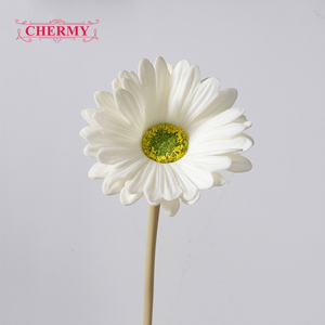 CH016 Flores Artificiales de Gerbera de PU con Tacto Real, Color Naranja y Blanco, para Decoración de Bodas y Hogar - Product Image 4