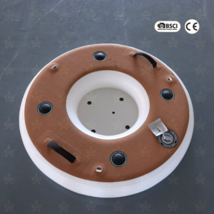 Île flottante gonflable ronde commerciale, pont gonflable avec porte-gobelets et porte-bière, pont flottant gonflable pour yacht - Product Image 1