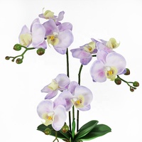 Plante artificielle d'orchidée de 46 cm de haut avec pot en ciment, fleurs d'orchidée artificielles