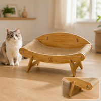 Hamac-lit pour chat en bois massif naturel, avec griffoir en sisal, design moderne, pour chats d'intérieur