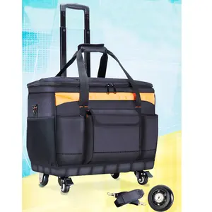 2023 Custom Tote Tool Bags Organizer Trolley Wheels Big Capacity Rolling Tool Storage Bag Electrician Trolley Tool Bag Backpack