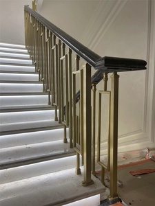 Barandillas <span class=keywords><strong>de</strong></span> Latón <span class=keywords><strong>de</strong></span> Estilo Antiguo Minimalista Moderno, Poste <span class=keywords><strong>de</strong></span> Escalera Montado en el Suelo, Barandilla <span class=keywords><strong>de</strong></span> <span class=keywords><strong>Madera</strong></span> para Interiores/Exteriores, Barandillas para Hoteles y Villas - Product Image 4