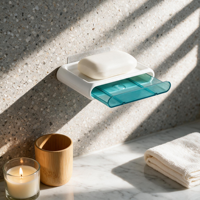 Boîte à savon en plastique drainable murale sans perçage, brevetée, pour le rangement du savon pour les mains et du savon de bain dans la salle de bain
