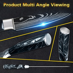 سكين تقشير الفواكه الياباني مصنوع من المعدن الكربوني الدمشقي المقاوم للصدأ مقبض 3 بوصة من الراتنج الأسود والبوسديان سكاكين تقشير الفواكه مع علبة هدايا - Product Image 4