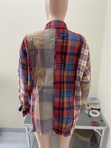 Wholesale Vintage Boho Chic Floral <strong>Overshirt</strong> for <strong>Women</strong> Casual Summer Patchwork Plaid Shirt for Autumn and Spring Seasons - Product Image 6