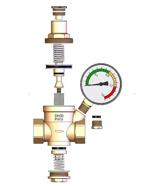 Tmok 1/2" 1" 16Bar Brass Water Pressure Adjustable Regulating Reducing Regulator Valve