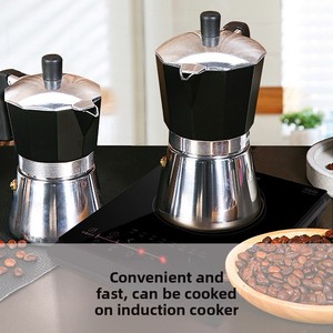 <span class=keywords><strong>Cafetera</strong></span> Moka de Aluminio Negra y Plateada, <span class=keywords><strong>Cafetera</strong></span> Espresso <span class=keywords><strong>Italiana</strong></span> de Estilo Octagonal con Asa Negra - Product Image 5