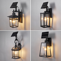 Lampe de jardin LED solaire moderne étanche IP65 Base en aluminium Applique murale extérieure pour Villa Cour et porte latérale Forme carrée