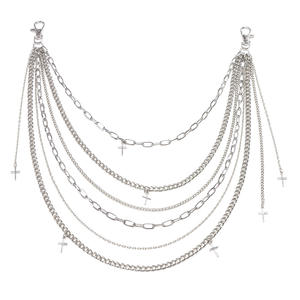 Cadena de cintura multicapa para hombre, estilo hip hop, con colgante de cruz, cadena corporal de aleación de zinc, color blanco K4 Kl01077 - Product Image 5