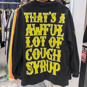 Sudadera con Capucha Personalizada OEM con Estampado Gráfico de Ángel para Hombre, Sudadera Térmica con la Frase 'That's a Awful Lot <span class=keywords><strong>of</strong></span> Cough Syrup' - Product Image 2