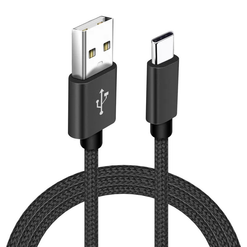 USB Para Tipo C Ladekabel Carregamento Rápido Cabo USB C Nylon Trançado Preto Tipo C Cabo De Carregamento Para Samsung