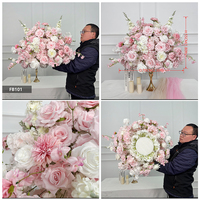 Rose artificielle en soie luxueuse orange dorée et rouge, 60 cm, grande boule de fleurs artificielles pour la décoration d'hôtel, événement de la Saint-Valentin
