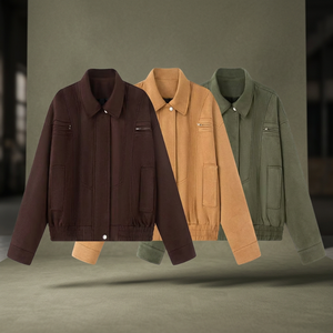 TAOP&ZA 2025 Spring Summer Autumn Solid Retro High-end Breathable Eco-Friendly Lapel Zipper Closure Long-sleeved <b>Short</b> <b>Jacket</b> - Product Image 3