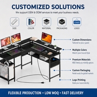 Mesa de Juego RGB Moderna en Forma de L, Mesa de Juego Esquinera, Mesa de Juego para PC, Mesa de Juego con LED