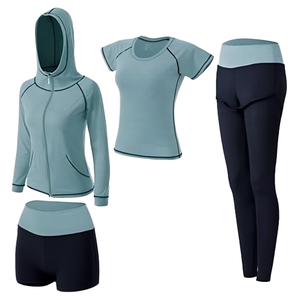 Conjunto Deportivo de Verano para Mujer, de Secado Rápido, Resistente a las Arrugas, Cuello Redondo, Casual, Cómodo, Shorts Deportivos, Traje de Yoga de una Pieza - Product Image 1