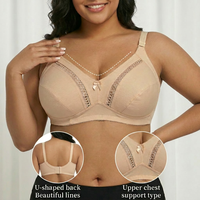 Soutien-gorge grande taille en coton sans armatures, non doublé, prêt à être expédié, avec œillets, minimisant, respirant et couvrant intégralement
