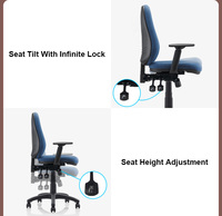 Silla de Escritorio Giratoria de Tela con Mecanismo de Altura Ajustable, Sillas Ergonómicas de Oficina con Reposabrazos Acolchados de PU