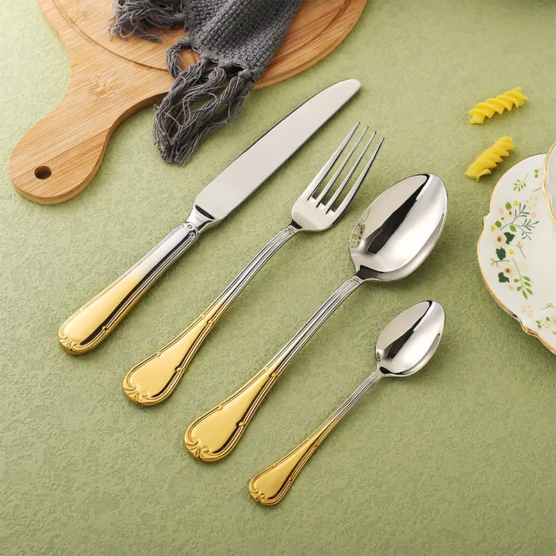 elegant factory restaurant flatware spoons forks knives stainless steel cutlery set