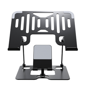 Tuyệt vời ROC giá tốt nhất 2 trong 1 Kim loại máy tính xách tay đứng có thể điều chỉnh với điện thoại di động chủ sở hữu phù hợp với 17 "có thể gập lại máy tính máy tính xách tay đứng - Product Image 3