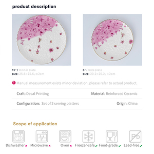 Round Ceramic Cake <b>Plate</b> Set Pink Floral Design Handpainted Two Tier <b>Stand</b> for Party Dishes & <b>Plates</b> - Product Image 6