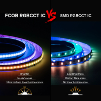 Bande lumineuse LED FCOB SPI RGBCCT IC WS2811 adressable 840 LED Dream Color RGB CW WW 10mm DC24V FOB, lumières COB hautement flexibles RA90
