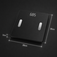 Báscula Digital Inteligente con Bluetooth, Vidrio Templado Negro, Pantalla LED Oculta, para el Hogar, Baño, Fitness, Control de Peso