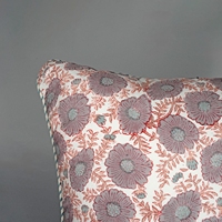 Housse de coussin vintage à motifs floraux, 100% coton, imprimée, rectangulaire, rose et gris doux, pour chambre à coucher, canapé, décoration intérieure