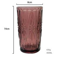 Verre à boire rétro en verre coloré gaufré motif épée et fleur, disponible en deux tailles, pour jus, eau, boissons glacées, cadeau pour la maison