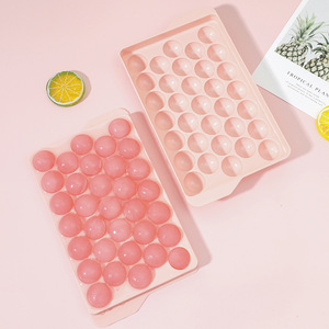 Round Ice Cube Tray 33 Compartments PP <b>Material</b> Freezer Safe For Homemade Ice Balls Nordic <b>Blue</b> Pink Styles - Product Image 2