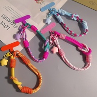Dragonne de téléphone tressée color block en nylon avec breloque étoile, attache détachable et porte-clés anti-perte pour coque de téléphone
