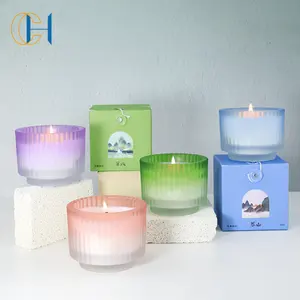 C & H Personalizado Aceitável Gradiente Cor Vela Aromática com caixa frascos para velas Palavras Secretas Frasco de vidro perfumado Velas