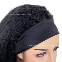 Perruque Bob bandeau en cheveux brésiliens lisses et crépus, fabriquée à la machine, couleur naturelle, longueur réglable, prête à porter