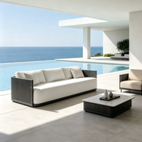 Ensemble de salon moderne en aluminium pour jardin, fauteuils de patio, mobilier d'extérieur, canapés d'angle pour terrasse, balcon, cour arrière, groupe de sièges