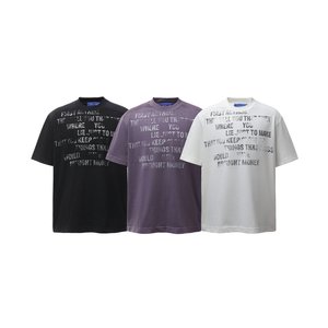 Camiseta Unisex de Manga Corta con Cuello Alto y Estampado Digital de Letras Vintage de Bang <span class=keywords><strong>Olo</strong></span> High Street - Product Image 1