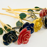 S058 Rose Plaquée Or 24 carats Coffret Cadeau Fête des Mères Rose Naturelle Dorée Immortelle Plaquée Or pour la Saint-Valentin