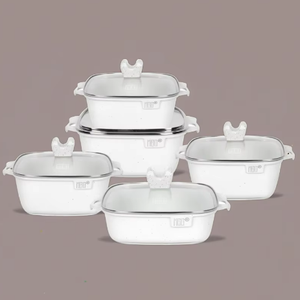 <span class=keywords><strong>MGC</strong></span> di qualità High-End 10 pz grande piatto quadrato nuovo stile con rivestimento in marmo antiaderente e unico coperchio in vetro - Product Image 1