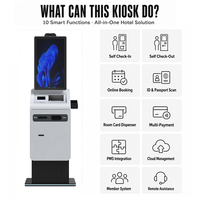 27 32 Zoll Touchscreen Selbstbedienungs-Hotel-Check-in-Zahlungskiosk mit RFID-Kartenspender QR-Scanner Belegdrucker CE ISO9001