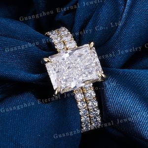 แหวนหมั้นเพชรทรงเรเดียนท์ 0.5-3 กะรัต แบบ IGI HPHT CVD เพชรเพาะเลี้ยงในห้องปฏิบัติการ ตัวเรือนเงินแท้ S925 ทองคำแท้ <span class=keywords><strong>10K</strong></span> 14K 18K สีเหลืองทอง สำหรับผู้หญิง - Product Image 2