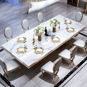 Ensemble <span class=keywords><strong>de</strong></span> table et <span class=keywords><strong>de</strong></span> chaises <span class=keywords><strong>de</strong></span> <span class=keywords><strong>salle</strong></span> à manger rectangulaire en marbre bon marché personnalisé pour 8 personnes - Product Image 2