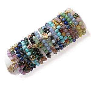 <span class=keywords><strong>2023</strong></span> nouvelle vente chaude 8 MM perles de pierre naturelle Bracelet élastique femme bracelets Micro pavé couronne émail perle bijoux de créateur - Product Image 2