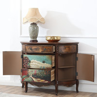 Meuble d'entrée de style américain JINXI, console vintage peinte, table de salon, meuble de rangement demi-rond