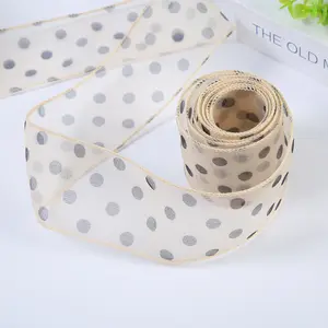 Dot Printed Chiffon Ribbon Flower Gift Box Wrapping Ribbon With Valentine's Day