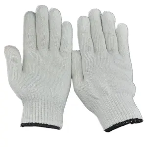 Guantes de trabajo de seguridad de punto de algodón puro reutilizables con diseño personalizado para hombre guantes de trabajo de punto blanco con logotipo personalizado
