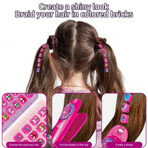 Ensemble de jeu de beauté pour salon de coiffure, jeu de simulation pour enfants d'âge préscolaire, kit de <span class=keywords><strong>maquillage</strong></span> pour enfants, tresseuse électrique, jouets, machine à gemmes pour cheveux avec miroir - Product Image 5