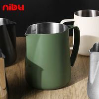Nibu 400/600ML Pitcher Susu Stainless Steel Dengan Skala, Jug Susu Kopi, Pembuat Busa Susu Espresso