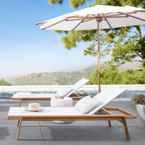 Meilleure vente de chaise longue réglable en bois de teck avec tissu en maille pour bar de plage et villa - Product Image 1