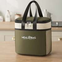 Sac à lunch isotherme de bureau en tissu Oxford avec doublure en aluminium, fermeture éclair, design moderne et épuré, épaissi